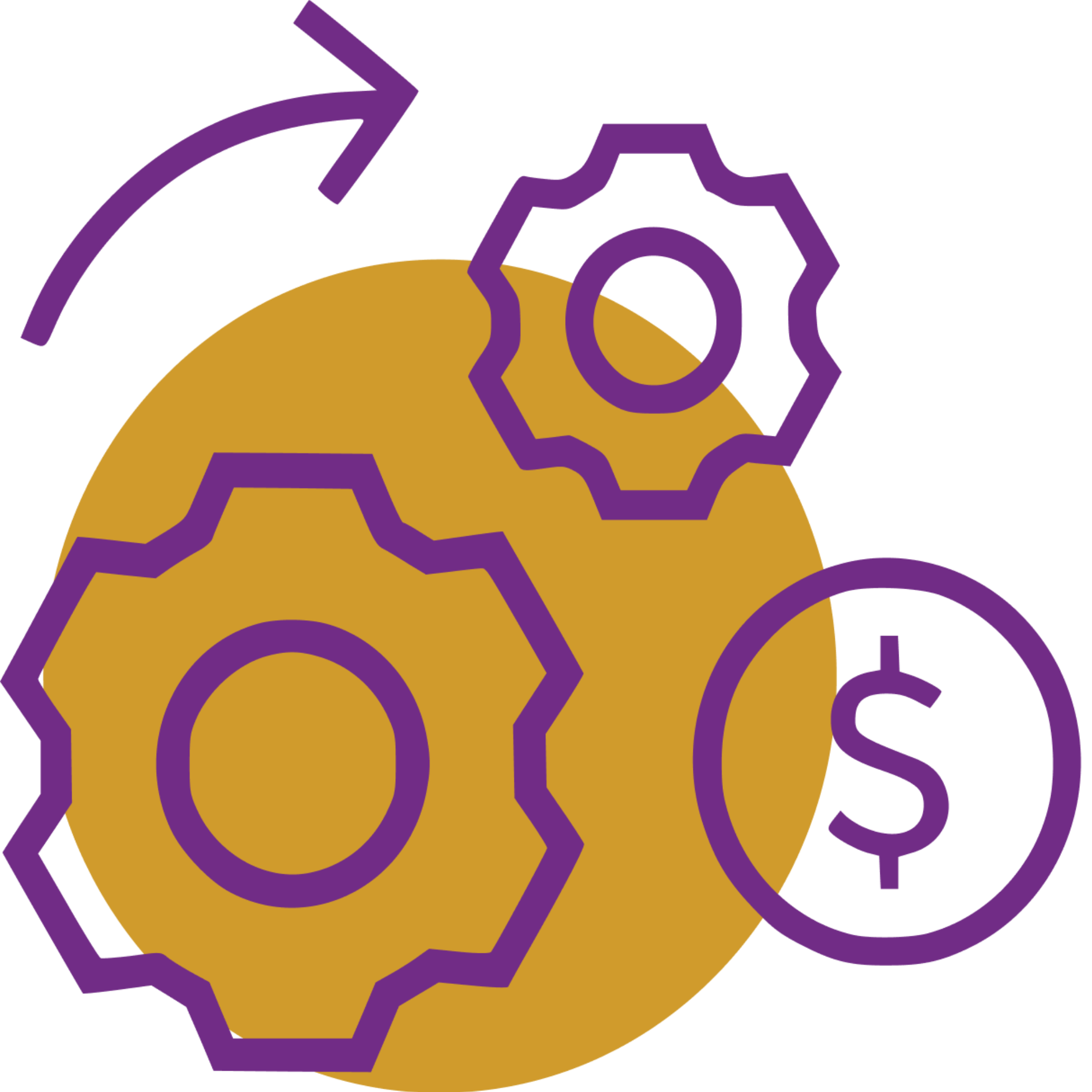 Icon of gears and money