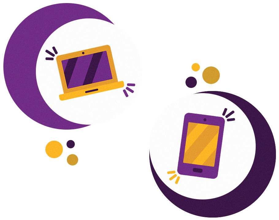 Icons of a mobile phone and laptop