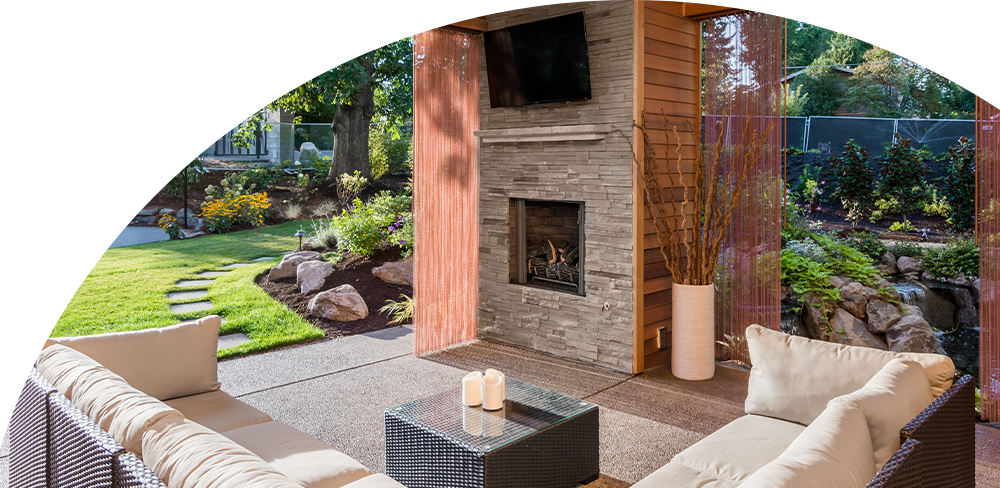 A back yard reaturing a relaxing pavilion.